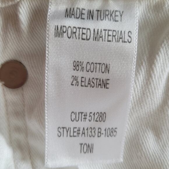 AGOLDE Toni Jeans Straight Distressed Mid Rise Measures 33 White Grunge Parisian - Picture 10 of 11